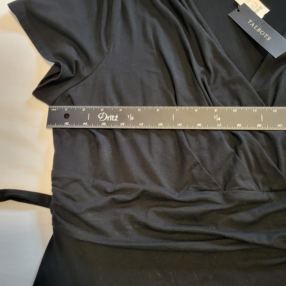 TALBOTS Womens Wrap Front Jersey Dress, Plus Size 3X, Black - Picture 13 of 14